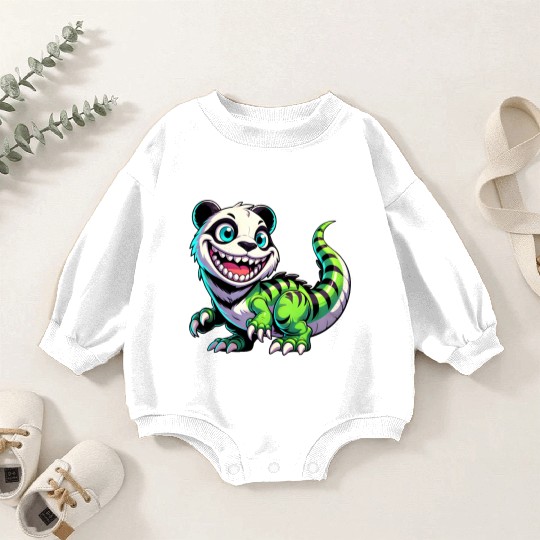 Quirky dino T-Rex panda mythical creature fantasy Baby Romper Sweatshirts