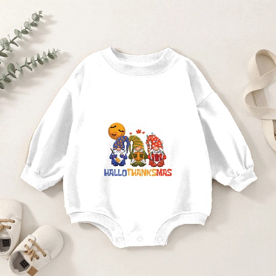 Happy Hallothanksmas Halloween Thanksgiving Gnome Baby Romper Sweatshirts