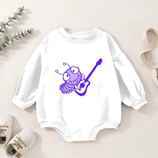 Cute Caterpillar Plays Guitar Bass Party Guitarist Baby Romper Sweatshirts