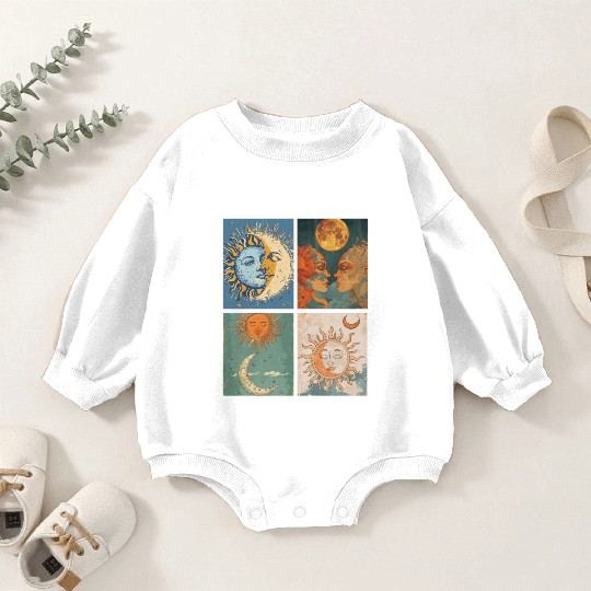 Moon and Sun Tarot Card Designed Look Baby Romper Sweatshirts