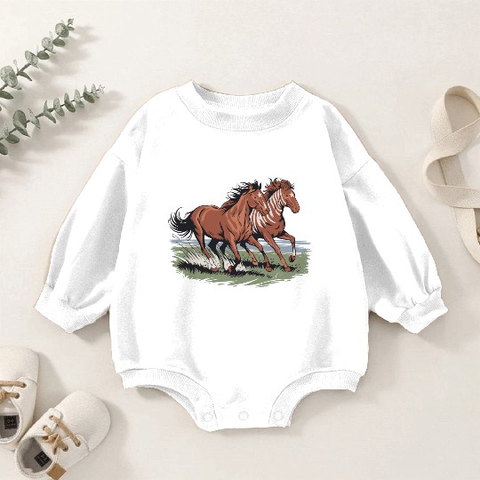 Wild Horses Native American Running Free Baby Romper Sweatshirts