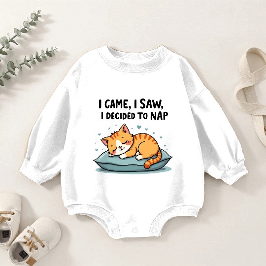 Cute Cat Nap Lover Funny Sleepy Naptime Humor Baby Romper Sweatshirts
