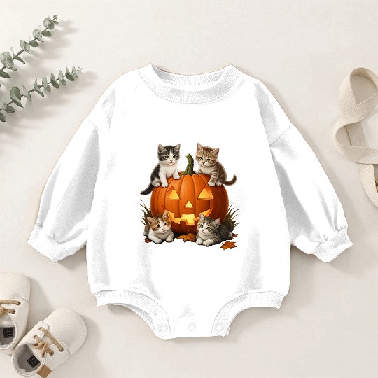 Pumpkin Cat Paws | by Asarteon Baby Romper Sweatshirts
