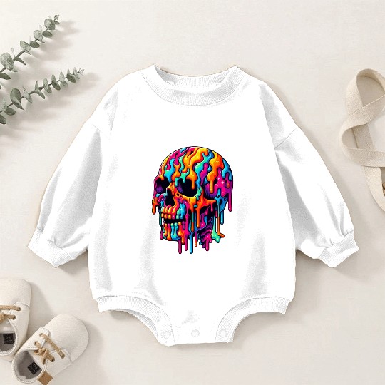 Vibrant Psychedelic Skull Baby Romper Sweatshirts