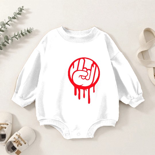 I Love Heavy Metal Hard Rock Music Graffiti Heart Baby Romper Sweatshirts