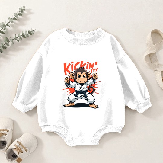 Kickin’ It Karate Monkey Baby Romper Sweatshirts