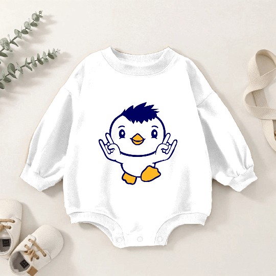 Heavy Metal Duck Bird Chick Rock Horn Hand Gesture Baby Romper Sweatshirts