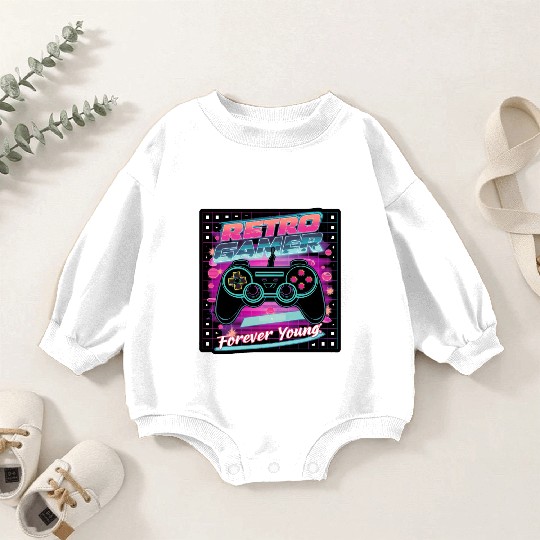 Retro Gamer Forever Young 01 sticker Baby Romper Sweatshirts