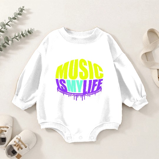 Music is my Life Love Saying Graffiti Spray Drops Baby Romper Sweatshirts