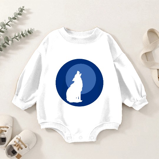 Wolf Moon Nature Vector Baby Romper Sweatshirts