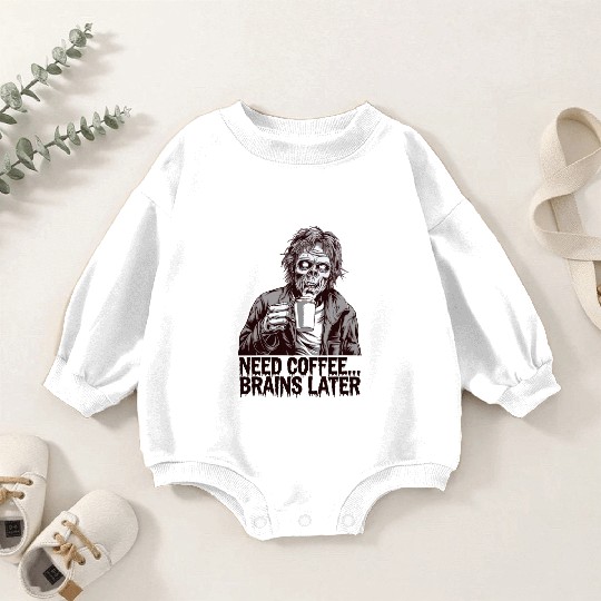 Zombie Coffee Run Baby Romper Sweatshirts