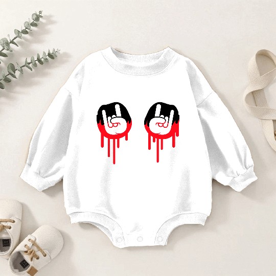 Heavy metal graffiti drop horn finger hand gesture Baby Romper Sweatshirts