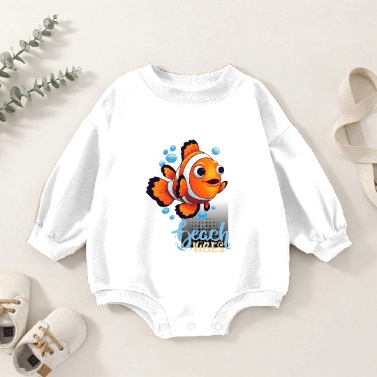 Cream Blue Green Modern Skeleton Beach Baby Romper Sweatshirts