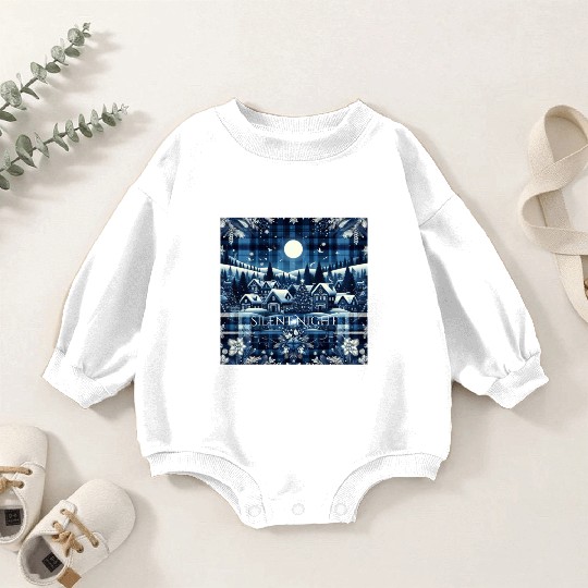 flannel silent night blue and white christmas Baby Romper Sweatshirts