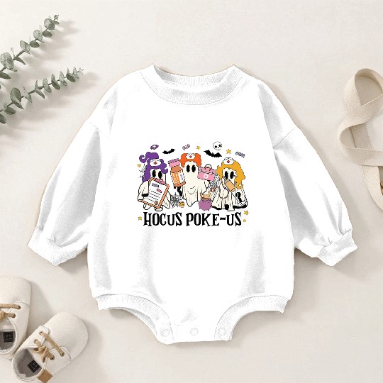 Hocus Poke Us Funny Ghost Vintage Halloween Baby Romper Sweatshirts