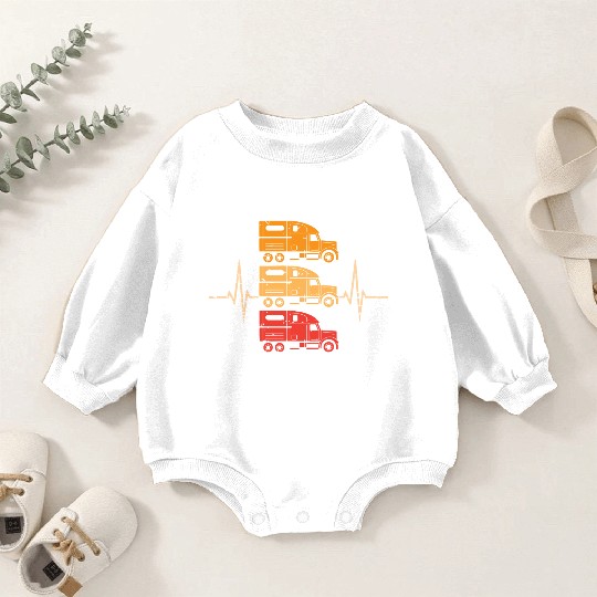 Truck driver heart beat Trucker Funny Truck Driver Baby Romper Sweatshirts