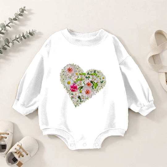 heart of flowers blossoms daisy tulip pink peony Baby Romper Sweatshirts