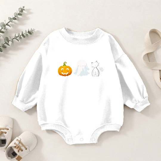 Spooky Season Halloween Pumpkin Cute Cat Paw Ghost Baby Romper Sweatshirts