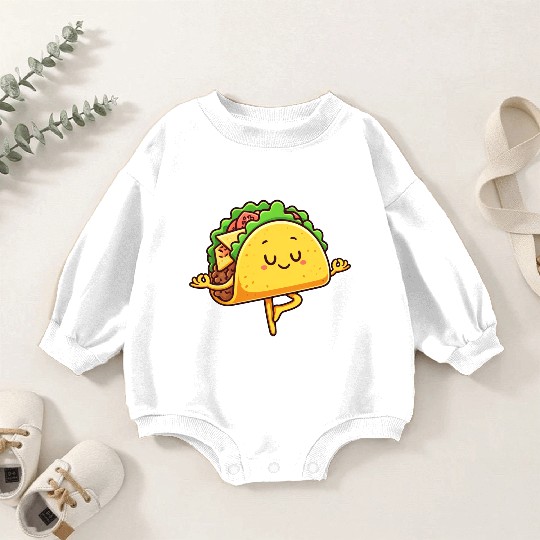 Taco Mexican fast food yoga meditation relaxation Baby Romper Sweatshirts