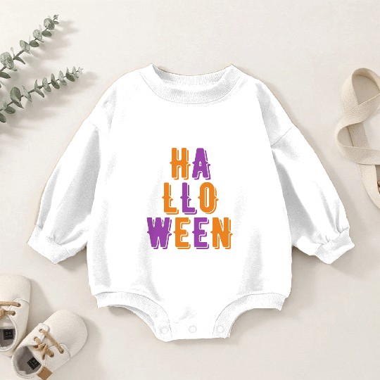 Retro Vintage Purple and Orange Halloween Stacked Baby Romper Sweatshirts