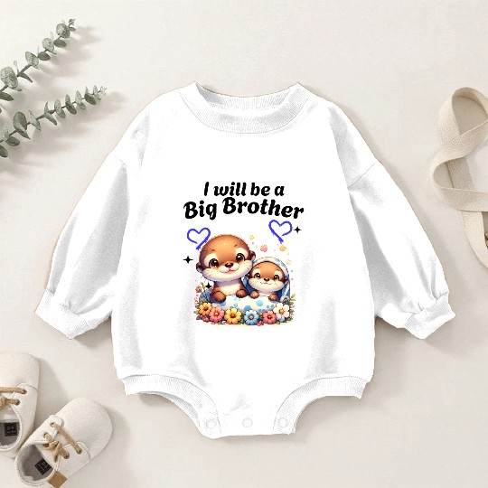 I'm Going To Be A Big Brother Sweet Otter, Brother Baby Romper Sweatshirts