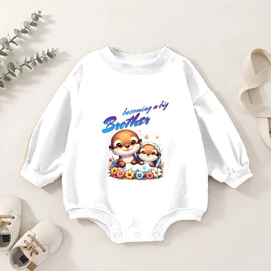 Soon I'll Be A Big Brother, Sweet Otter Brother Baby Romper Sweatshirts