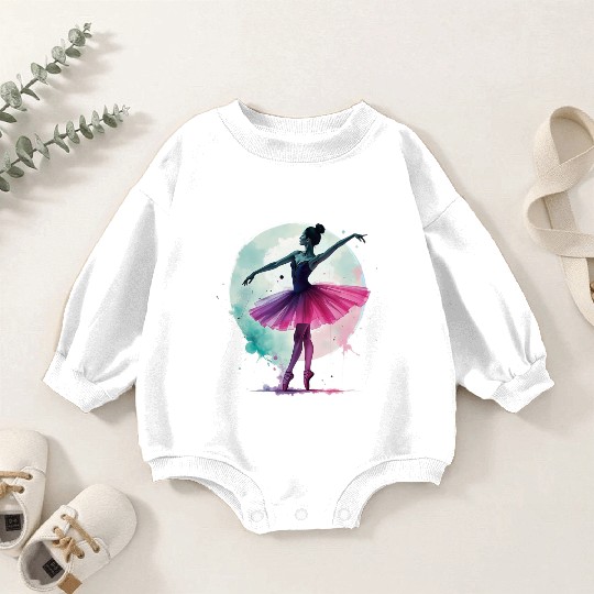 Ballerina Watercolor Baby Romper Sweatshirts