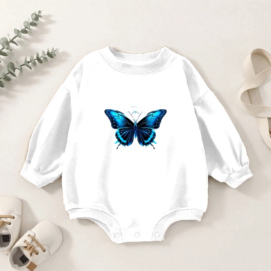 Celestial Blue Butterfly Baby Romper Sweatshirts