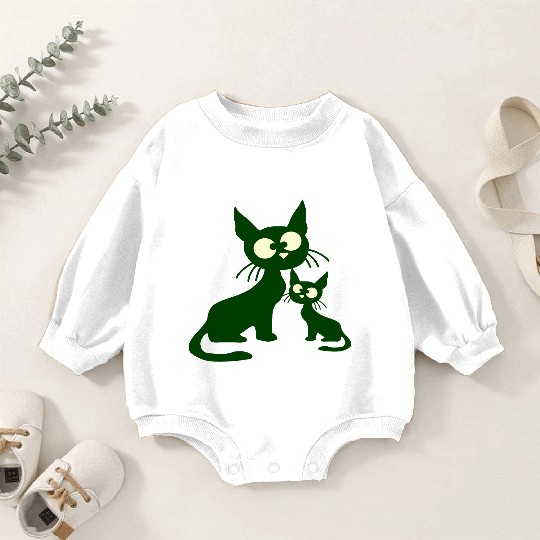 Crazy cat mom dad kitten child kitten family team Baby Romper Sweatshirts