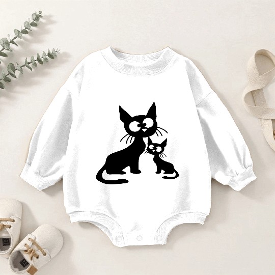 Crazy cat mom dad kitten child kitten family team Baby Romper Sweatshirts