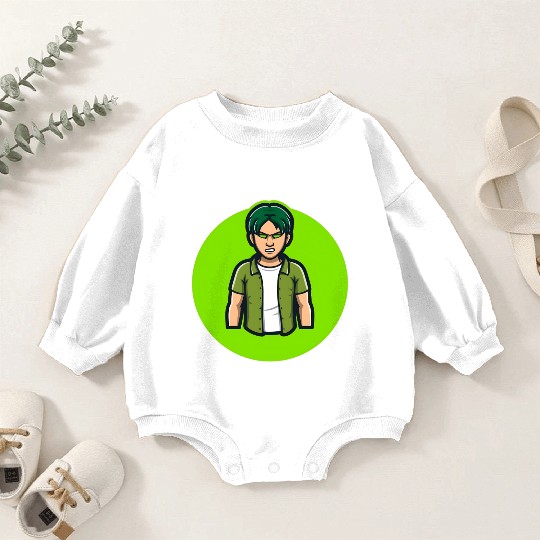 Green Angry Boy Gaming Mascot Avatar Baby Romper Sweatshirts