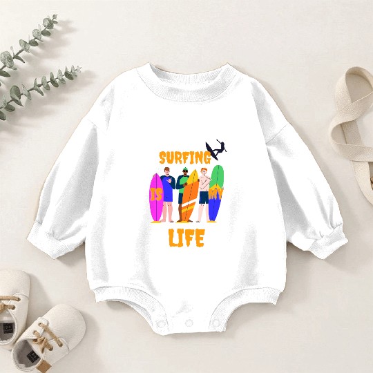 Surfing is my life Baby Romper Sweatshirts