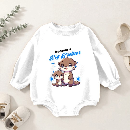 Soon I'll Be A Big Brother, Sweet Otter Brother Baby Romper Sweatshirts