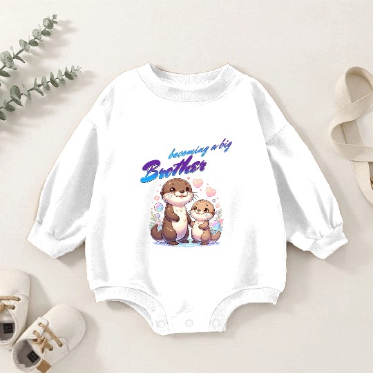 Soon I'll Be A Big Brother, Sweet Otter Brother Baby Romper Sweatshirts