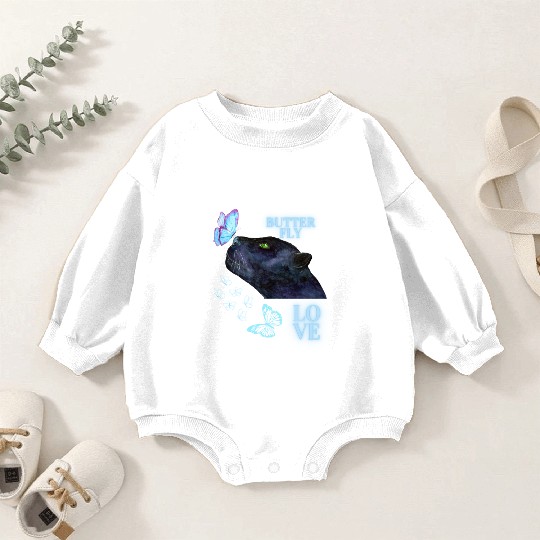 black panther lover butterfly Baby Romper Sweatshirts