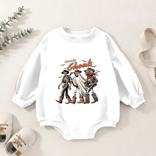 Skeleton Cowboys: Trick or Treat of Halloween Baby Romper Sweatshirts