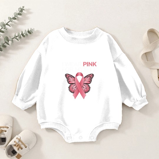 Breast Cancer Awareness I Wear Pink Butterfly Baby Romper Sweatshirts