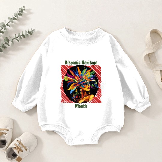 Elegant Hispanic Heritage Month Feathered Mask Baby Romper Sweatshirts