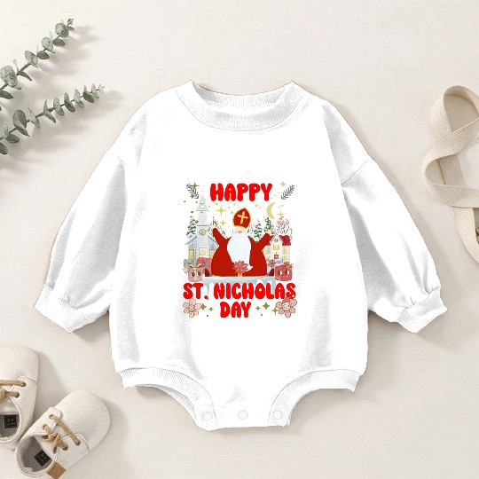 Happy saint Nicholas dayretro logo Baby Romper Sweatshirts