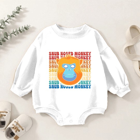 Retro Golden Snub Nosed Monkey Cute Monkey Face Baby Romper Sweatshirts