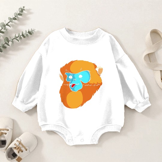 Cute Monkey Face Golden Snub Nosed Monkey Lover Baby Romper Sweatshirts