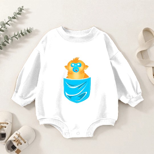 Cute Golden Snub Nosed Monkey In A Pocket Baby Romper Sweatshirts