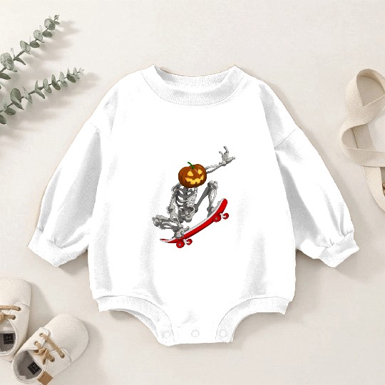 Skateboarding Skeleton Halloween Skater Skateboard Baby Romper Sweatshirts