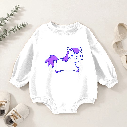 Little Pony Cat Face Little Small Horse Riding Fun Baby Romper Sweatshirts