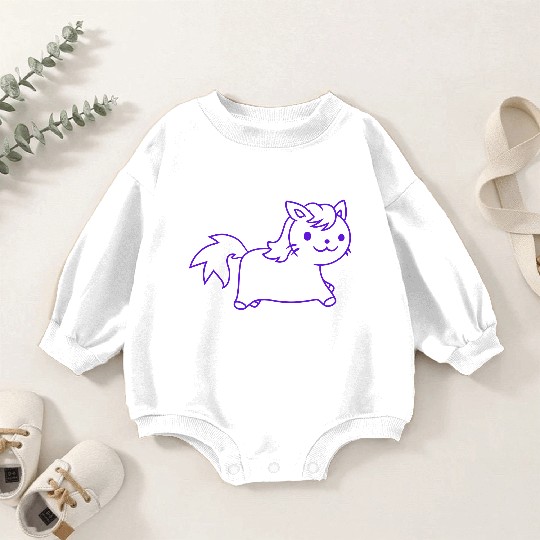 Little Pony Cat Face Little Small Horse Riding Fun Baby Romper Sweatshirts