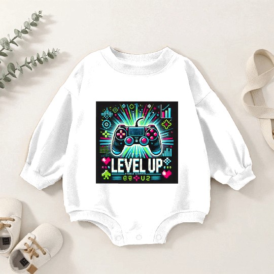 game level up Baby Romper Sweatshirts