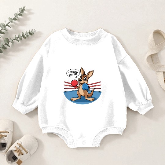 The kangaroo is in a boxing pose Baby Romper Sweatshirts
