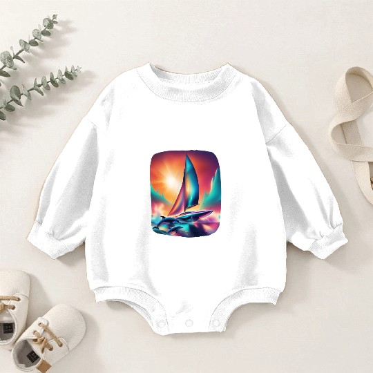 Futuristic AI-Designed Sailing Yacht Baby Romper Sweatshirts