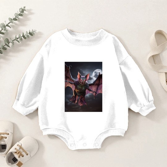 monster zombie bat glowing red eyes halloween Baby Romper Sweatshirts