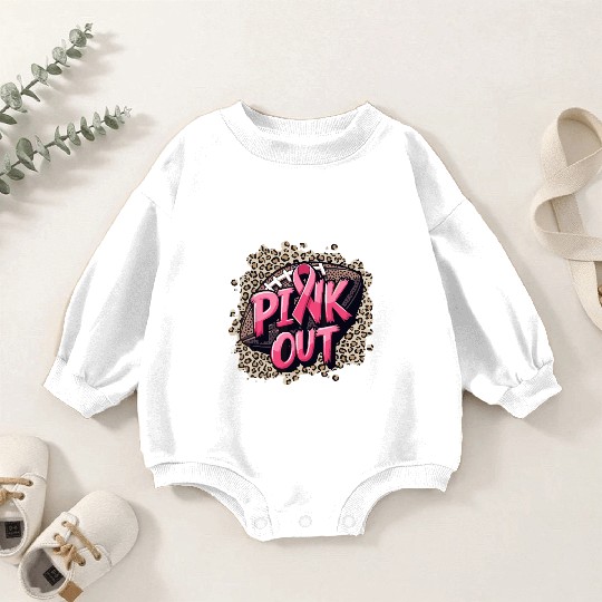 Pink Out Breast Cancer Football Coquette Bow Mom Baby Romper Sweatshirts
